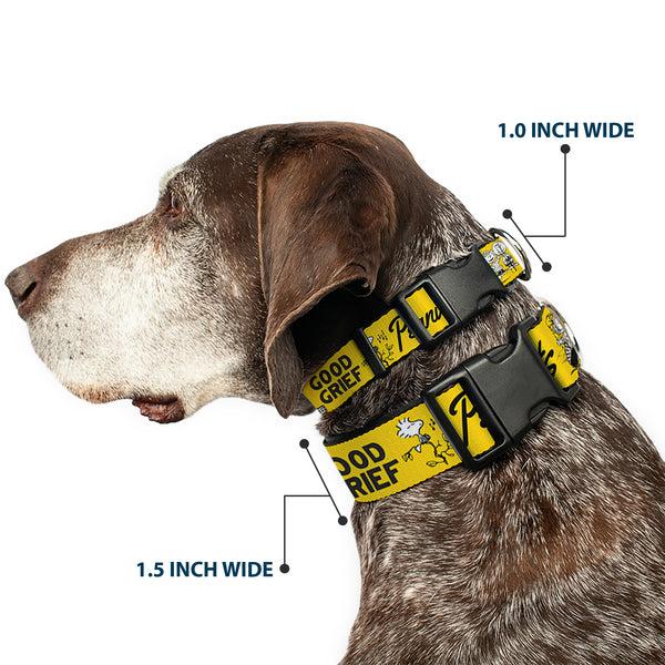 Buckle Down Plastic Clip Collar - PEANUTS Gang SINCE 1950 GOOD GRIEF Group Pose Yellow/Black