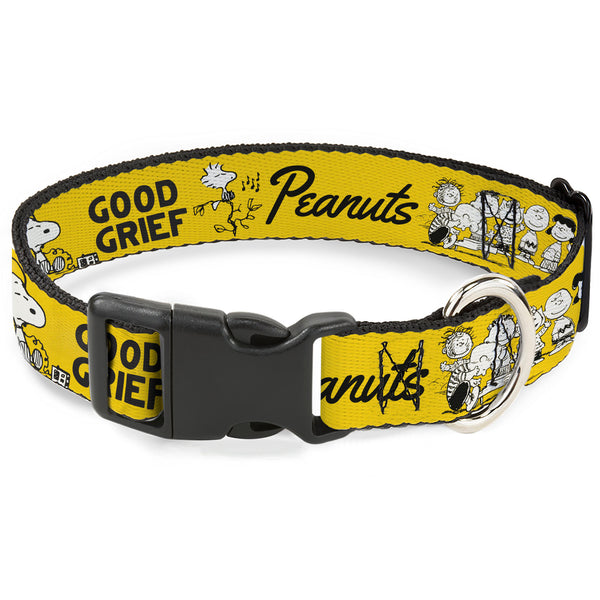 buckle down Plastic Clip Collar - PEANUTS Gang SINCE 1950 GOOD GRIEF Group Pose Yellow/Black