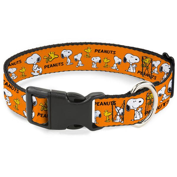 buckle down Plastic Clip Collar - PEANUTS Snoopy and Woodstock Poses Collage Orange