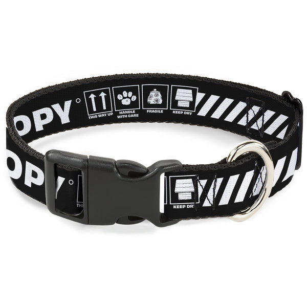 buckle down Plastic Clip Collar - Peanuts SNOOPY Care Symbols 100% ORIGINAL Black/White