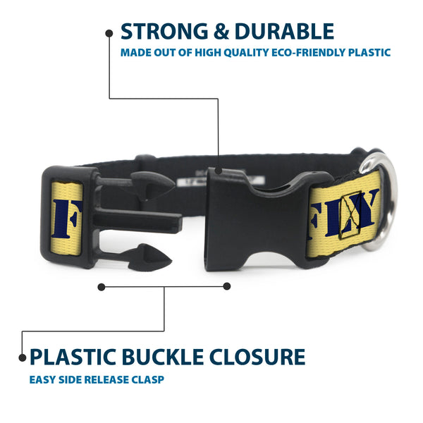 Buckle Down Plastic Clip Collar - Peanuts Snoopy FLY BOY TOP DOG Flying Ace Yellow/Blue/Red