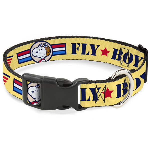 buckle down Plastic Clip Collar - Peanuts Snoopy FLY BOY TOP DOG Flying Ace Yellow/Blue/Red