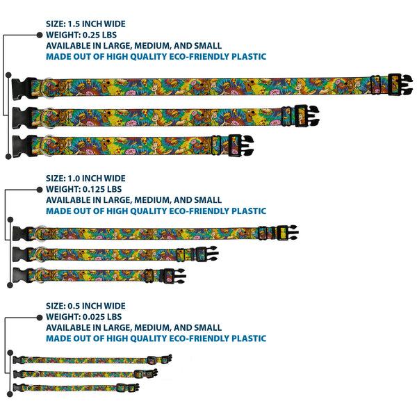 Buckle Down Plastic Clip Collar - Scooby Doo And Shaggy Poses/Munchies Tie Dye Multi Color