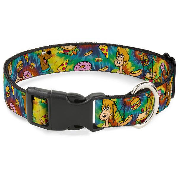 buckle down Plastic Clip Collar - Scooby Doo and Shaggy Poses/Munchies Tie Dye Multi Color
