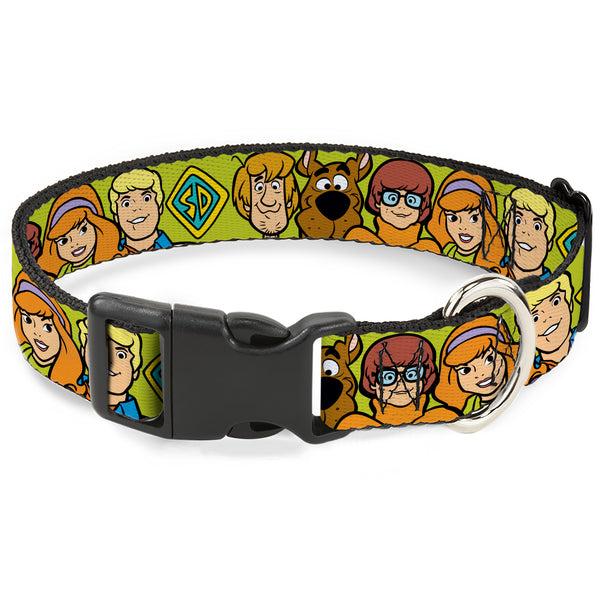 buckle down Plastic Clip Collar - Scooby Doo Character Faces Close-Up Green