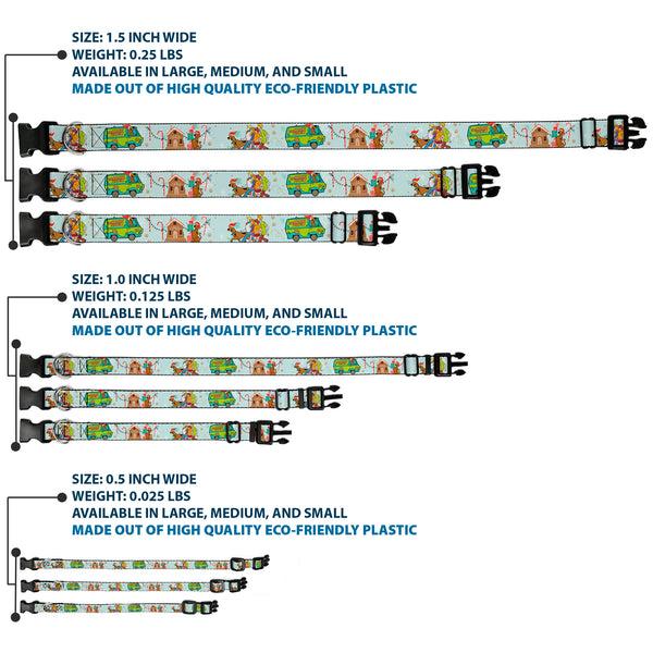 Buckle Down Plastic Clip Collar - Scooby Doo Holiday Scenes And Icons Baby Blue