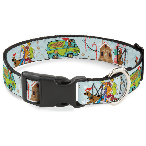 buckle down Plastic Clip Collar - Scooby Doo Holiday Scenes and Icons Baby Blue