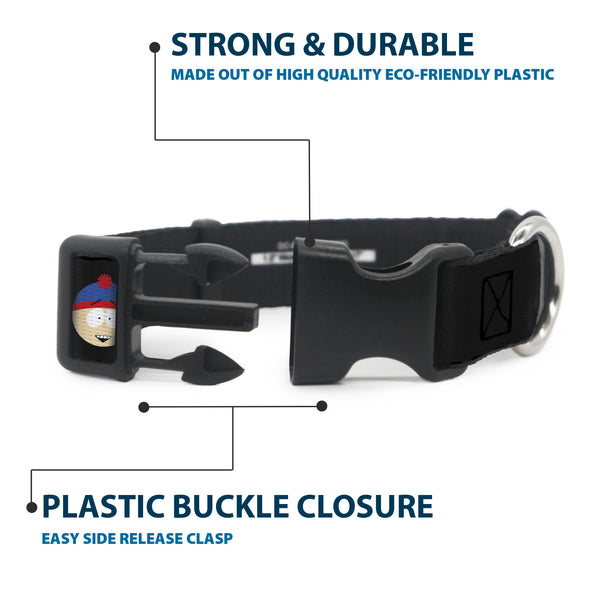 Buckle Down Plastic Clip Collar - South Park Boys Face Repeat Black