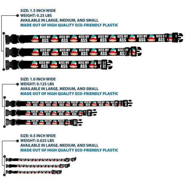 Buckle Down Plastic Clip Collar - South Park Cartman Pants KISS MY ASS Pose Black/White