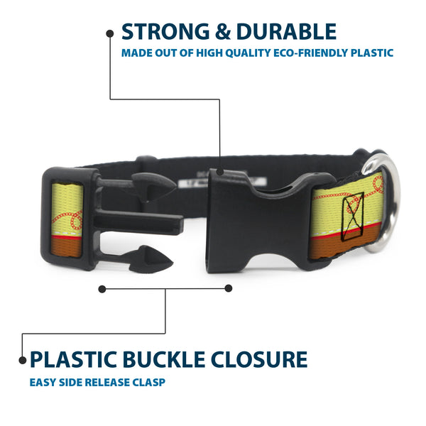 Buckle Down Plastic Clip Collar - Toy Story Woody Bounding Cowboy Buckle Stripe Yellow/Red/Brown