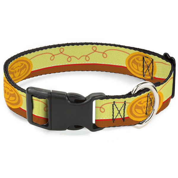 buckle down Plastic Clip Collar - Toy Story Woody Bounding Cowboy Buckle Stripe Yellow/Red/Brown