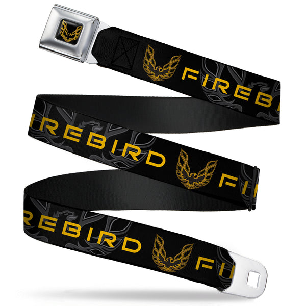 buckle down Pontiac Firebird Logo Full Color Black Golds Seatbelt Belt - Pontiac FIREBIRD/Logo Black/Grays/Golds Webbing