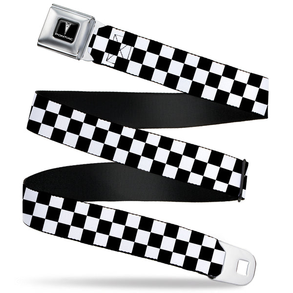 buckle down Pontiac Seatbelt Belt - Checker Black/White Webbing