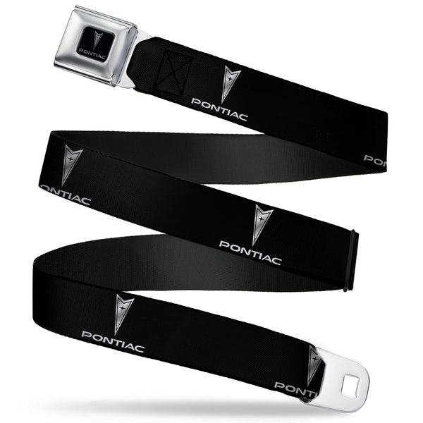 buckle down Pontiac Seatbelt Belt - Pontiac Black/Silver Logo REPEAT Webbing