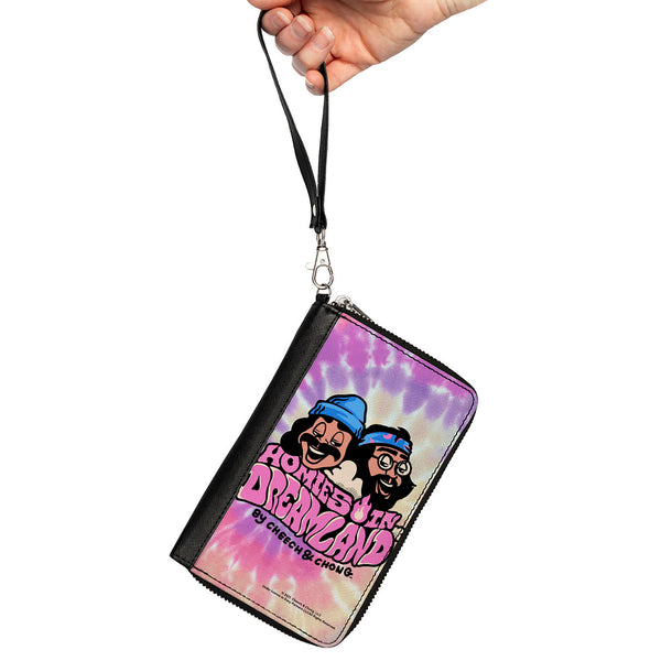 Buckle Down PU Zip Around Wallet Rectangle - Cheech And Chong HOMIES IN DREAMLAND Title Logo Tie Dye Pinks