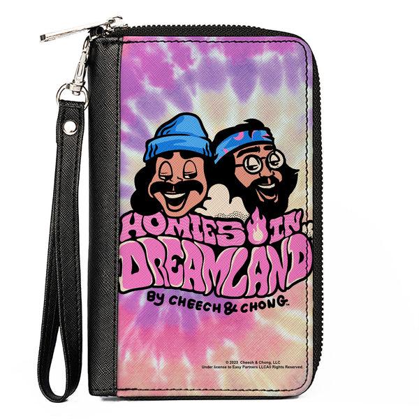 buckle down PU Zip Around Wallet Rectangle - Cheech and Chong HOMIES IN DREAMLAND Title Logo Tie Dye Pinks