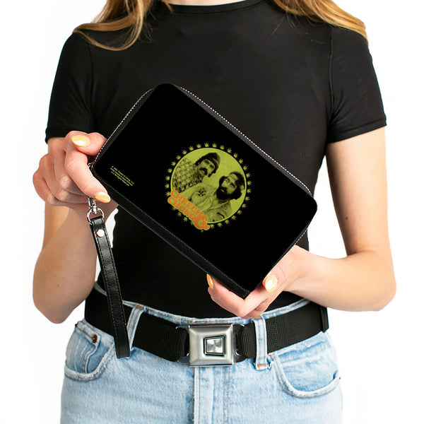 Buckle Down PU Zip Around Wallet Rectangle - CHEECH & CHONG Next Movie Pose Black/Green/Orange