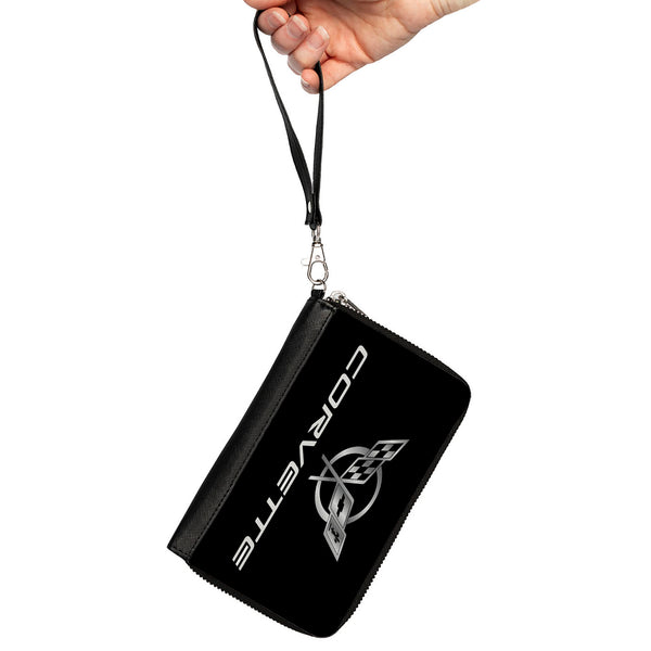 Buckle Down PU Zip Around Wallet Rectangle - Corvette Black/Silver