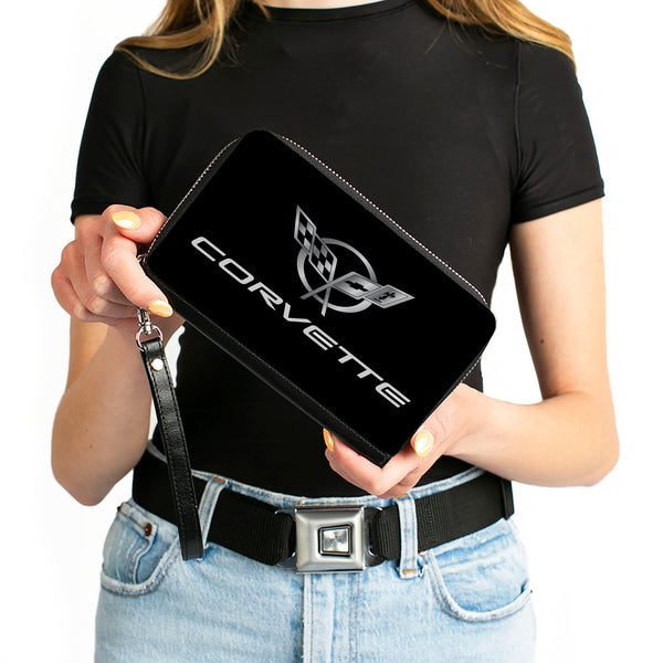 Buckle Down PU Zip Around Wallet Rectangle - Corvette Black/Silver