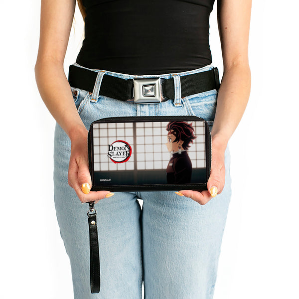 Buckle Down PU Zip Around Wallet Rectangle - DEMON SLAYER Tanjiro Kamado Profile Pose And Title Logo