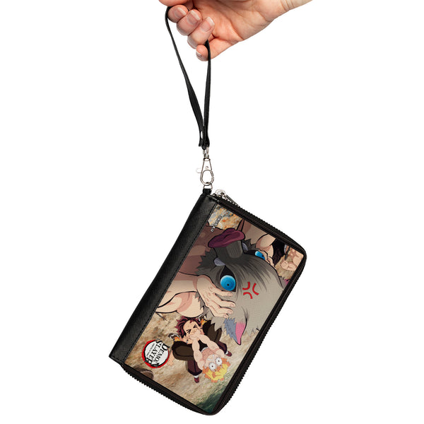Buckle Down PU Zip Around Wallet Rectangle - DEMON SLAYER Three Character Scene And Title Logo