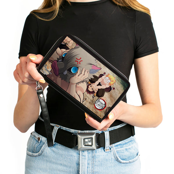 Buckle Down PU Zip Around Wallet Rectangle - DEMON SLAYER Three Character Scene And Title Logo