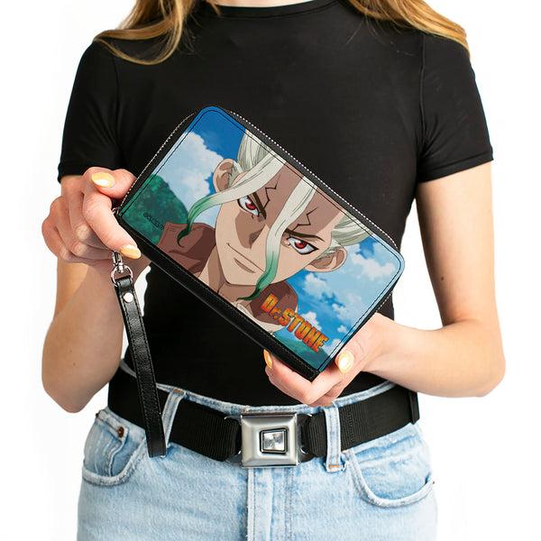 Buckle Down PU Zip Around Wallet Rectangle - DR. STONE Senku Ishigami New World Map Pose And Title Logo