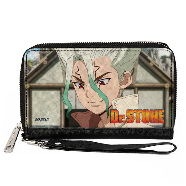 buckle down PU Zip Around Wallet Rectangle - DR. STONE Senku Ishigami Eyes of Science Pose and Title Logo