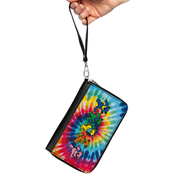 Buckle Down PU Zip Around Wallet Rectangle - Grateful Dead Dancing Bears Swirl Tie Dye Multi Color