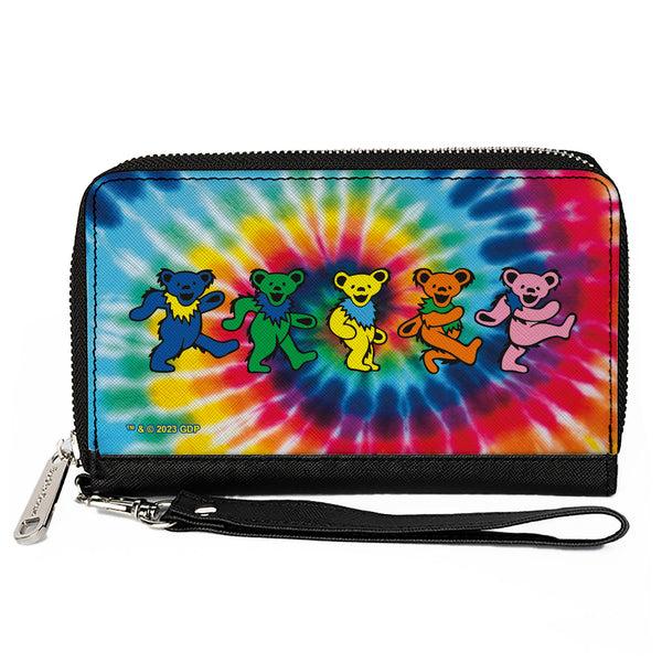 buckle down PU Zip Around Wallet Rectangle - Grateful Dead Dancing Bears Swirl Tie Dye Multi Color