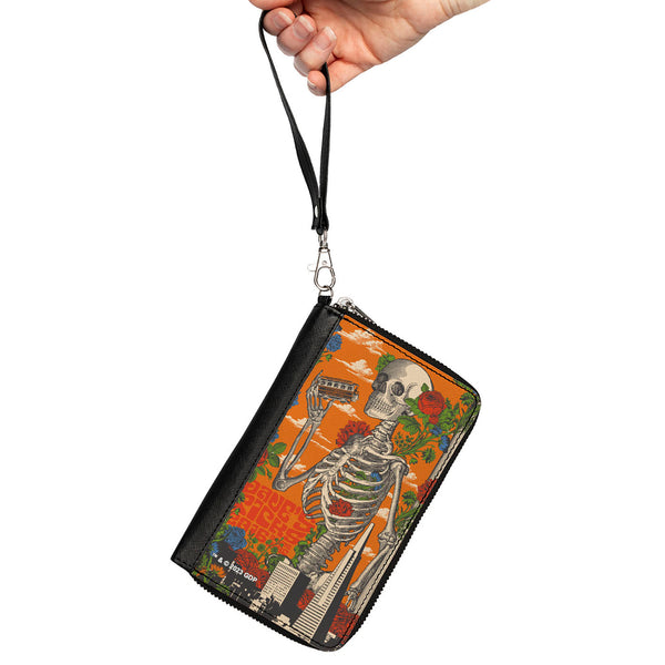 Buckle Down PU Zip Around Wallet Rectangle - Grateful Dead Dave's Picks Skull And Roses Cover Orange