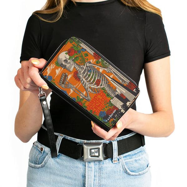 Buckle Down PU Zip Around Wallet Rectangle - Grateful Dead Dave's Picks Skull And Roses Cover Orange