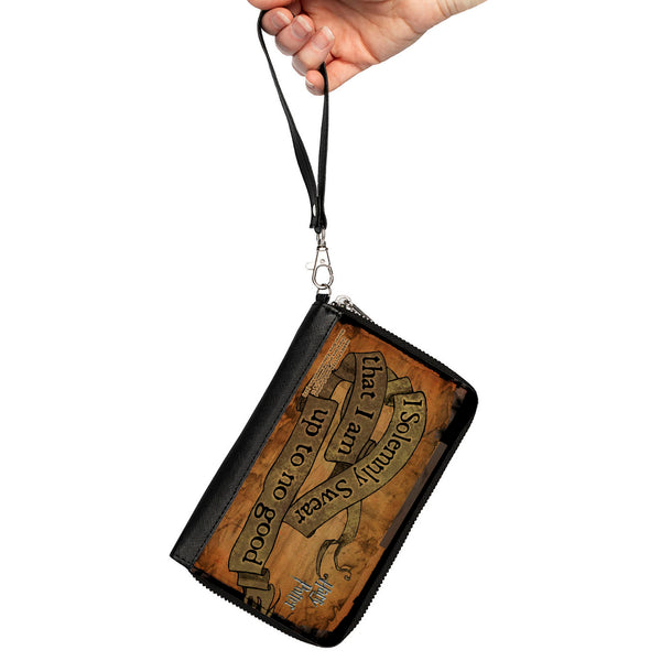 Buckle Down PU Zip Around Wallet Rectangle - Harry Potter I SOLEMNLY SWEAR THAT I AM UP TO NO GOOD Banner Tan/Black