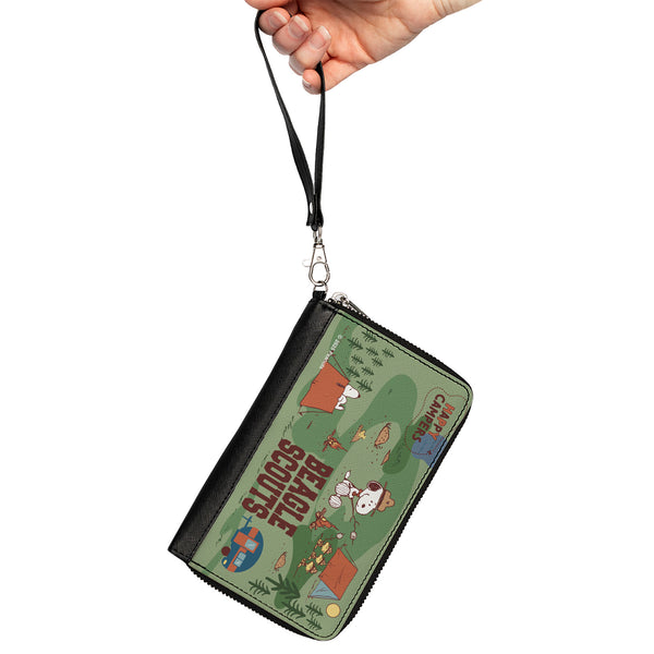 Buckle Down PU Zip Around Wallet Rectangle - Peanuts HAPPY CAMPER BEAGLE SCOUTS Scenes