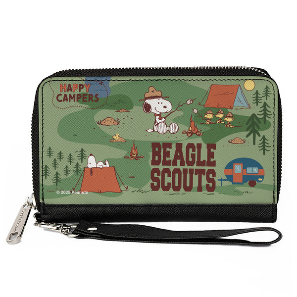 buckle down PU Zip Around Wallet Rectangle - Peanuts HAPPY CAMPER BEAGLE SCOUTS Scenes