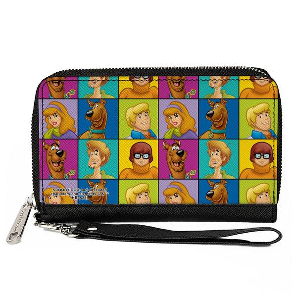 buckle down PU Zip Around Wallet Rectangle - Scooby Doo 5-Character Face Blocks Multi Color