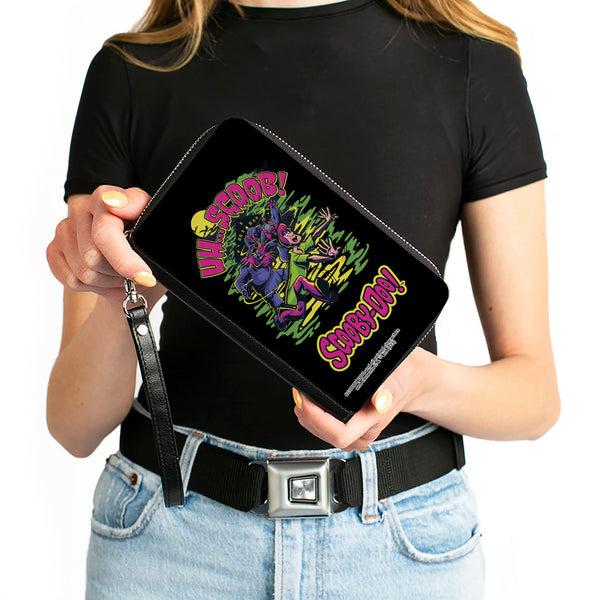 Buckle Down PU Zip Around Wallet Rectangle - Scooby-Doo Monsters Chasing Shaggy UH SCOOB Pose Black/Multi Color