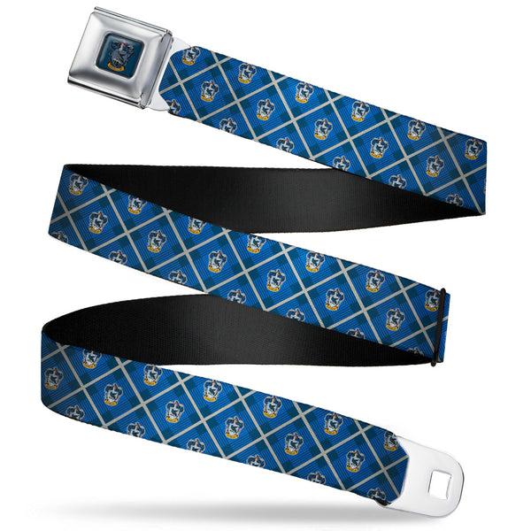 buckle down RAVENCLAW Crest Full Color Blue Seatbelt Belt - Harry Potter Ravenclaw Crest Plaid Blues/Gray Webbing