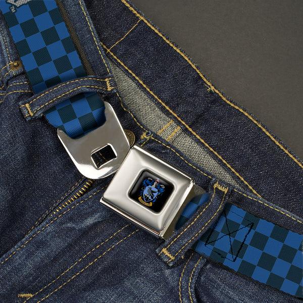 Buckle Down Ravenclaw Crest Full Color Seatbelt Belt - Harry Potter RAVENCLAW Checker Blues/Grays Webbing
