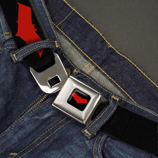 Buckle Down Red Hood Logo Full Color Black Red Seatbelt Belt - Red Hood Logo Black/Red Webbing