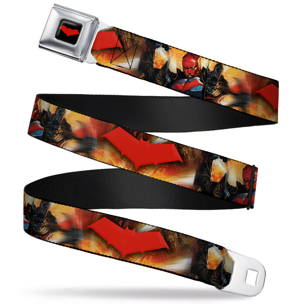 buckle down Red Hood Logo Full Color Black Red Seatbelt Belt - Red Hood and the Outlaws #29 Shooting/Explosion Cover Pose/Logo Webbing