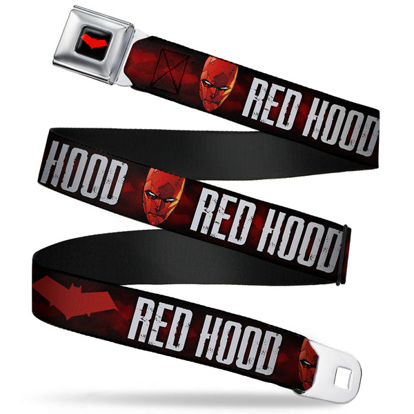 buckle down Red Hood Logo Full Color Black Red Seatbelt Belt - RED HOOD/Face/Logo Weathered Black/Reds/White Webbing