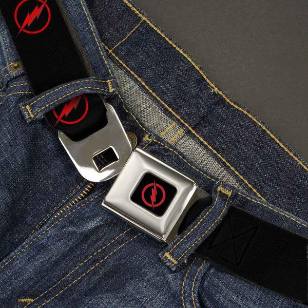 Buckle Down Reverse Flash Logo Full Color Black Red Seatbelt Belt - Reverse Flash Logo Black/Red Webbing