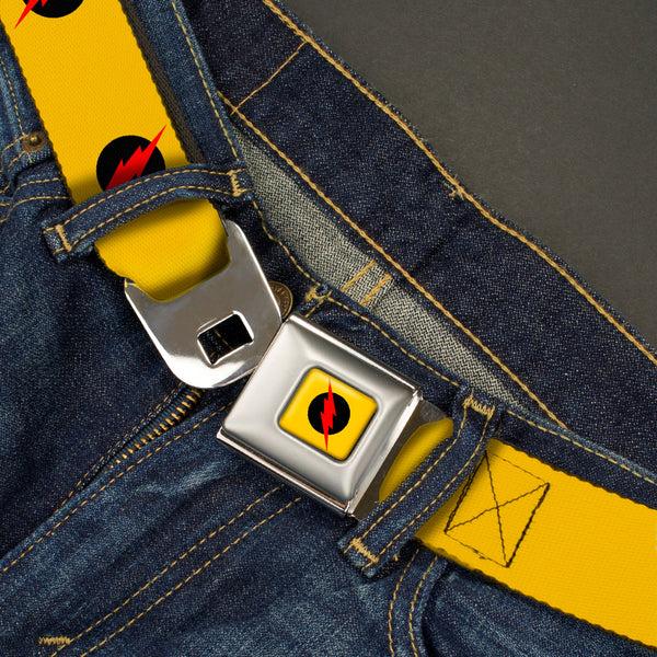 Buckle Down Reverse Flash Logo Full Color Golden Yellow Black Red Seatbelt Belt - Reverse Flash Logo Golden Yellow/Black/Red Webbing