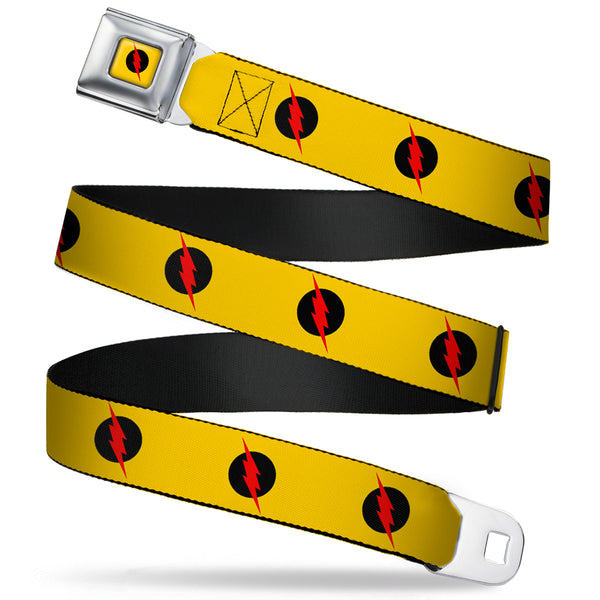 buckle down Reverse Flash Logo Full Color Golden Yellow Black Red Seatbelt Belt - Reverse Flash Logo Golden Yellow/Black/Red Webbing