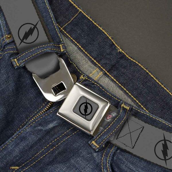 Buckle Down Reverse Flash Logo Full Color Gray Black Seatbelt Belt - Reverse Flash Logo Gray/Black Webbing