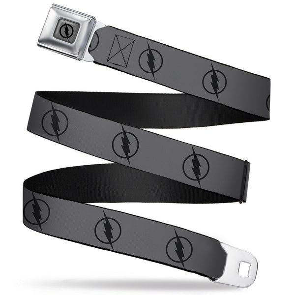 buckle down Reverse Flash Logo Full Color Gray Black Seatbelt Belt - Reverse Flash Logo Gray/Black Webbing