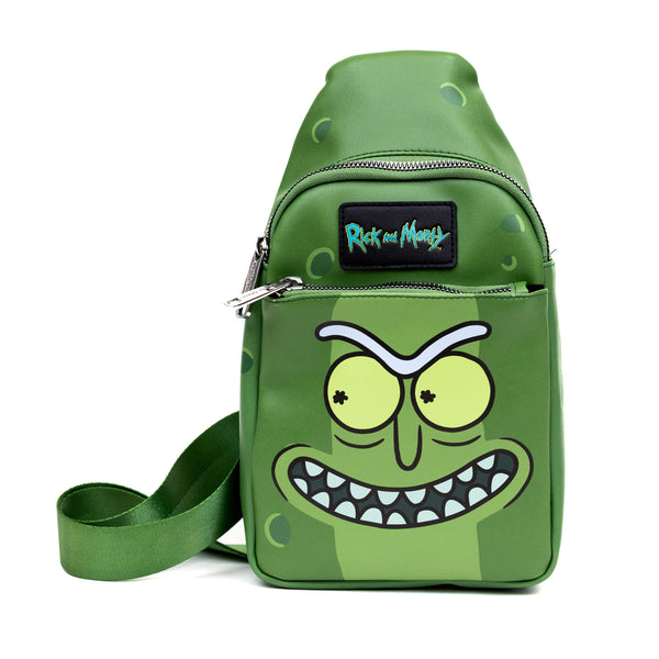 buckle down Rick and Morty Bag Sling Rick and Morty Pickle Rick Expression Greens Bounding Vegan Leather