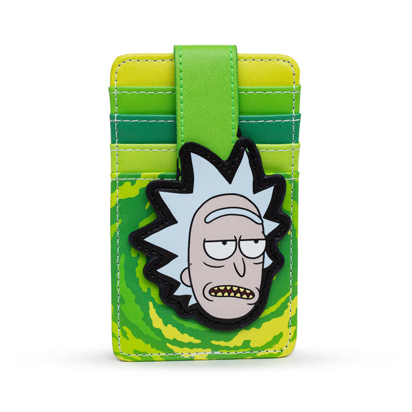 buckle down Rick and Morty Wallet Character Wallet ID Card Holder Rick and Morty Rick Face Yellow Green Vegan Leather