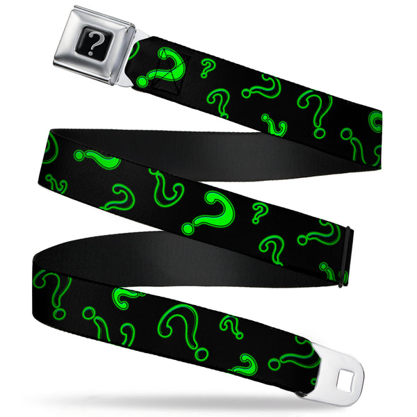 buckle down Riddler "?" Black Silver Seatbelt Belt - Question Mark Scattere2 Black/Neon Green Webbing buckle down Riddler "?" Black Silver Seatbelt Belt - Question Mark Scattere2 Black/Neon Green Webbing